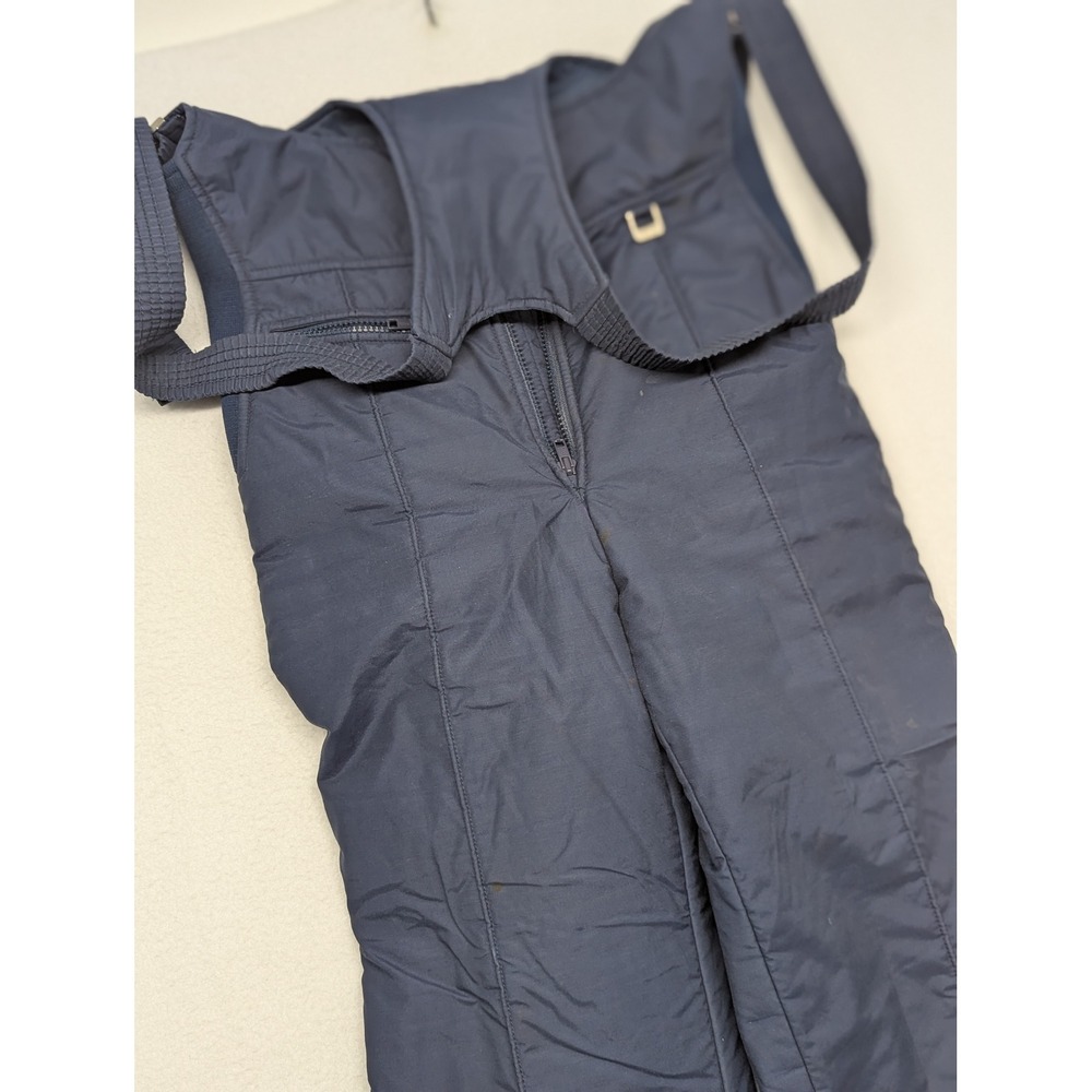Fera Vintage Womens Navy Blue Insulated Snow Ski Bibs Size 12 High Waist Pants
